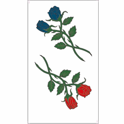 タトゥーシール 赤バラ青バラ1(タトゥー)