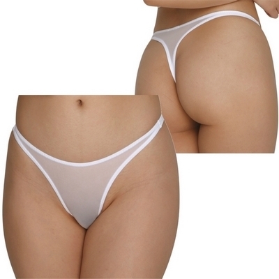 2wayストレッチ極薄ハイレグTバック ホワイト(ランジェリー)