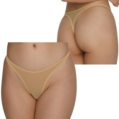 2wayストレッチ極薄ハイレグTバック ベージュ(ランジェリー)