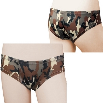 2wayストレッチ迷彩プリントフルバック ブラウン(ランジェリー)