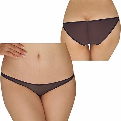 光沢と透け感が特徴のストレッチハーフバック ブラック(ランジェリー)